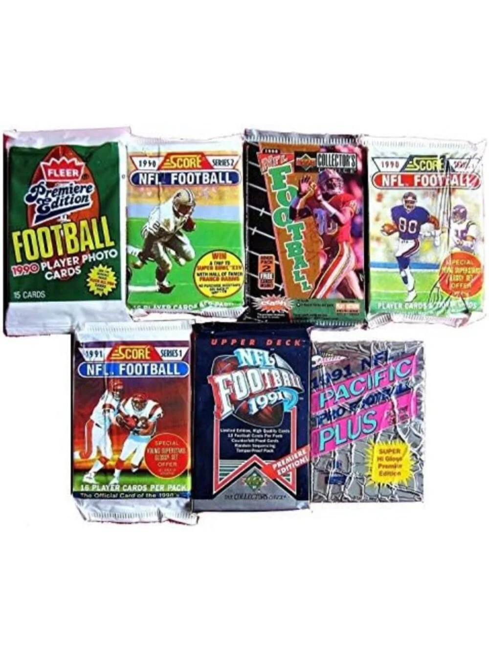 Vintage Unopened Football Card Lot - 60 Packs from Late 80s & Early 90s
